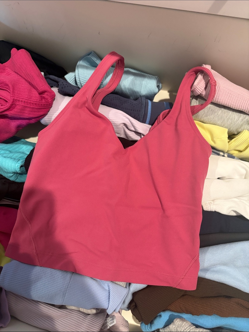 lululemon athletica Bright Pink V-Neck Seamless Crop Tank